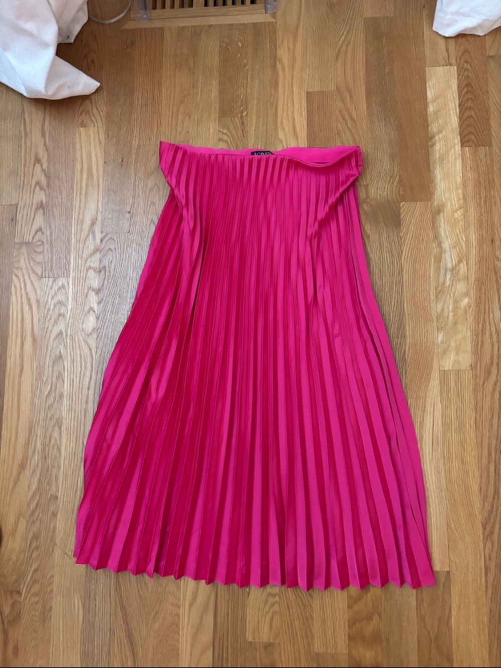J. Crew Bright Pink Pleated Midi Skirt